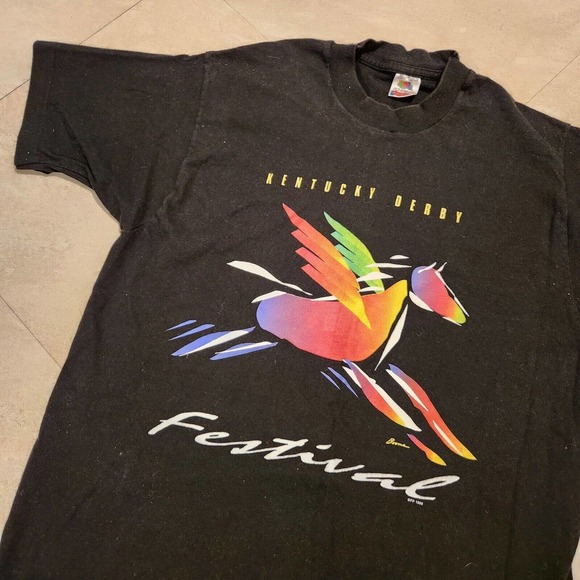 VTG 90s Kentucky Derby Festival Mens M Medium 1996 Single Stitch USA T Shirt - Picture 1 of 9